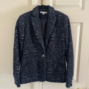 CAbi Style 109 Midnight Blue Jacquard Women's Blazer size 4